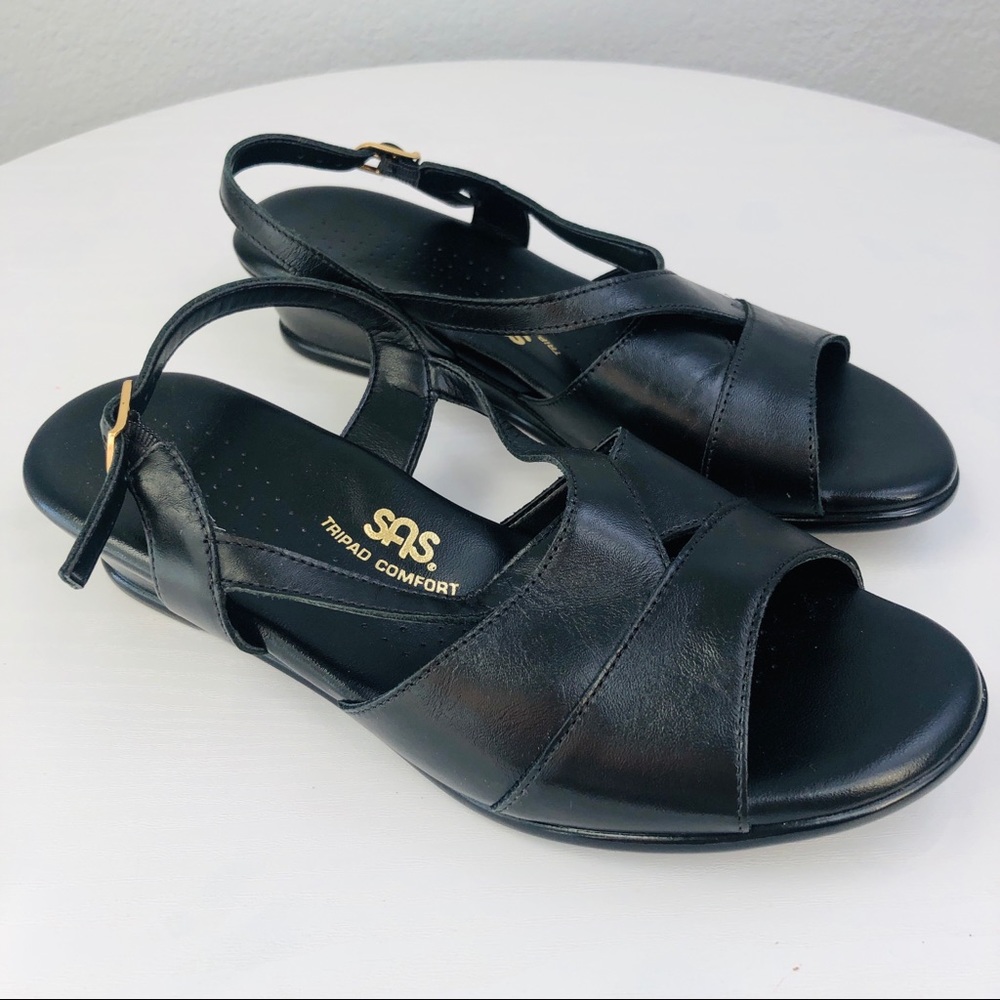 SAS Tripod Comfort Black Sandals sz 8.5
